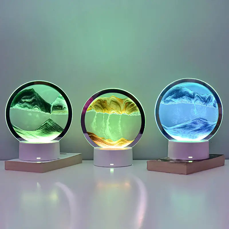 Lampe de table LED RGB avec paysage de sable en mouvement