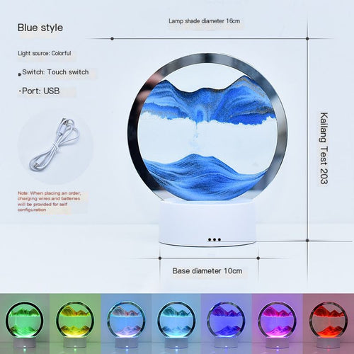 Lampe de table LED RGB avec paysage de sable en mouvement