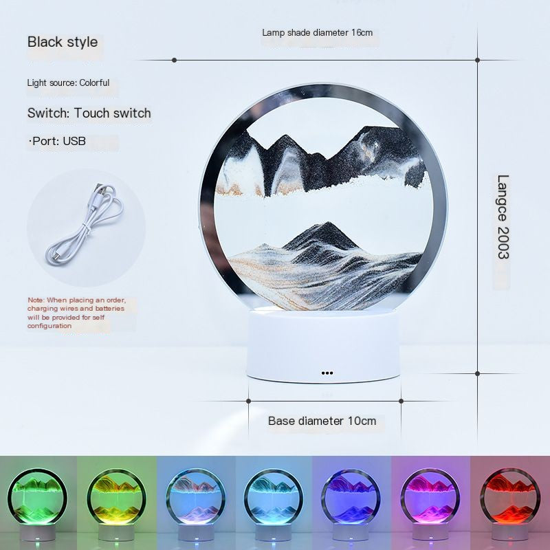 Lampe de table LED RGB avec paysage de sable en mouvement