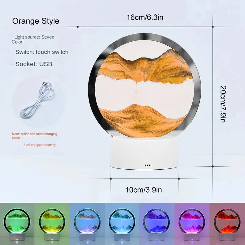 Lampe de table LED RGB avec paysage de sable en mouvement
