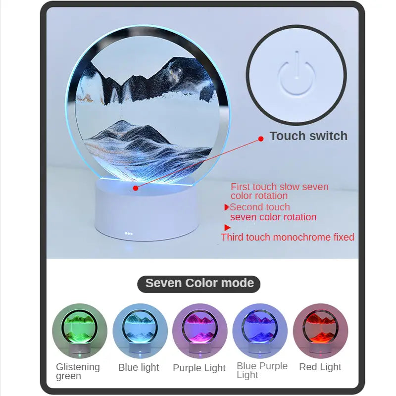 Lampe de table LED RGB avec paysage de sable en mouvement