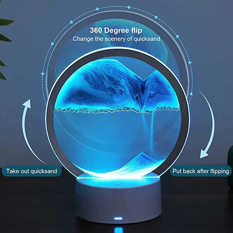 Lampe de table LED RGB avec paysage de sable en mouvement