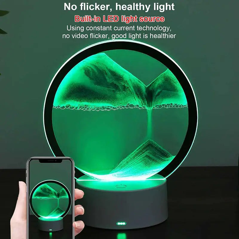 Lampe de table LED RGB avec paysage de sable en mouvement