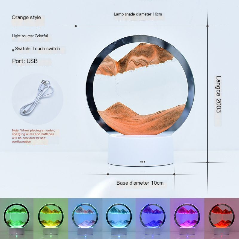 Lampe de table LED RGB avec paysage de sable en mouvement